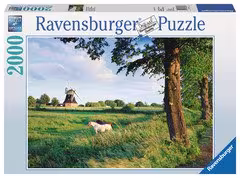 2000 Teile Puzzle: Pferde vor Windm&uuml;hle