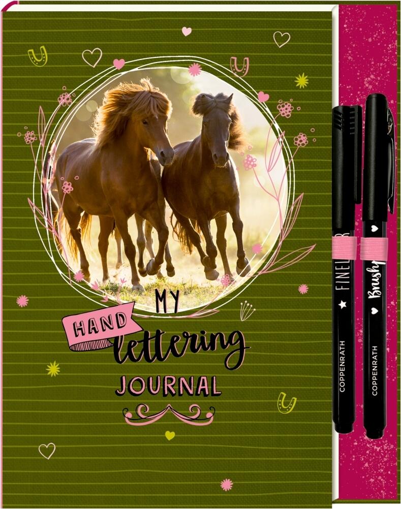 Pferdefreunde -  My Handlettering Journal mit Schablone und Stiften