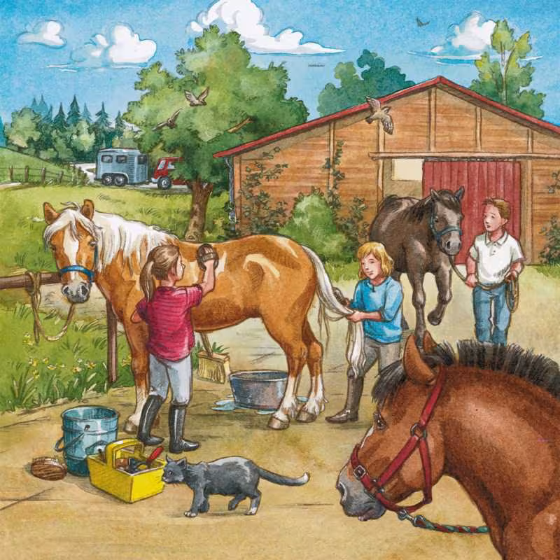3 x 49 Teile Puzzle: Mein Reiterhof