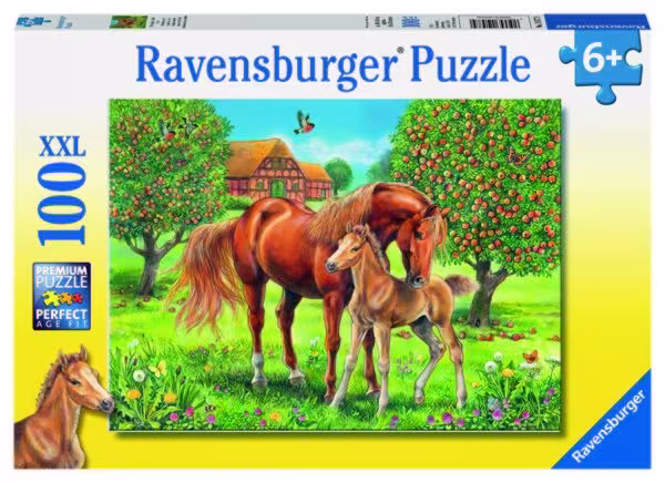 Pferdegl&uuml;ck auf Wiese 100 Teile Puzzle
