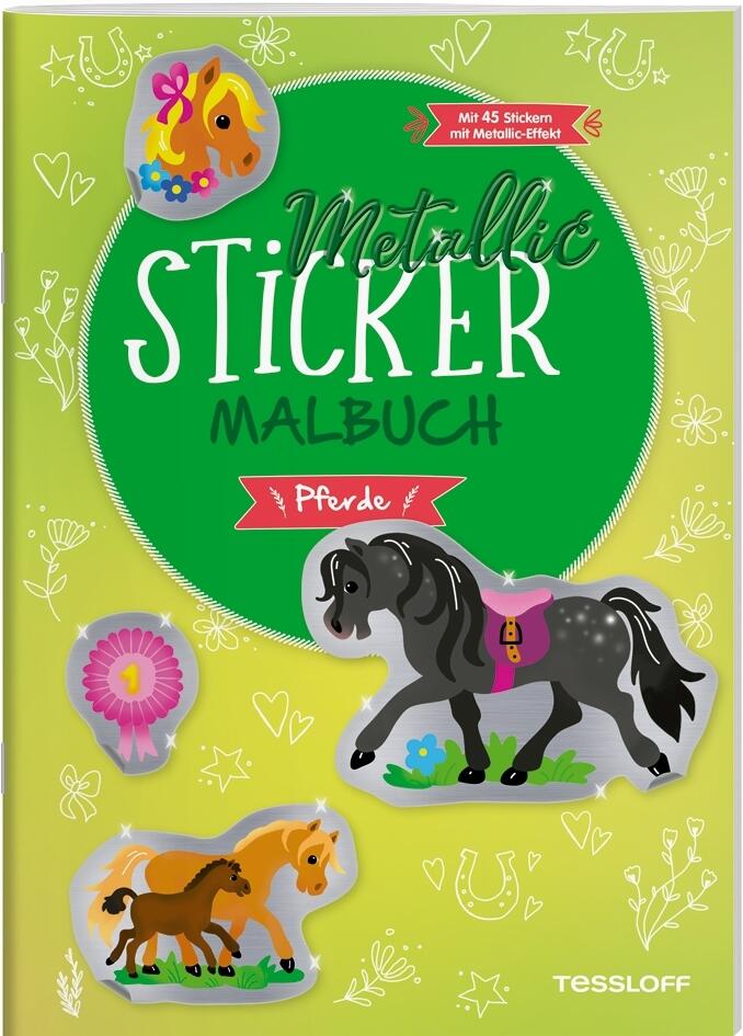 Metallic-Sticker Malbuch, Pferde