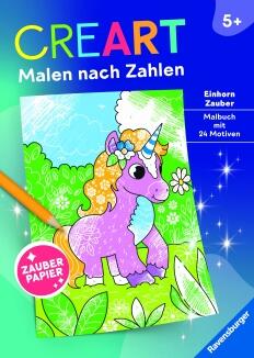 CreArt Malen nach Zahlen ab 5, Zauberpapier: Einhornzauber