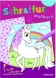 Schraffur-Malbuch Einhörner