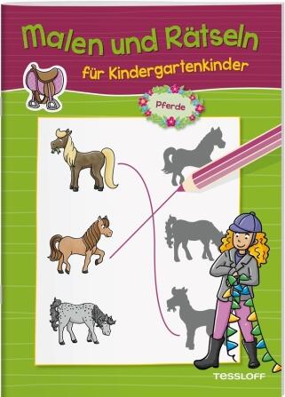 Malen und Rätseln für Kindergartenkinder - Pferde