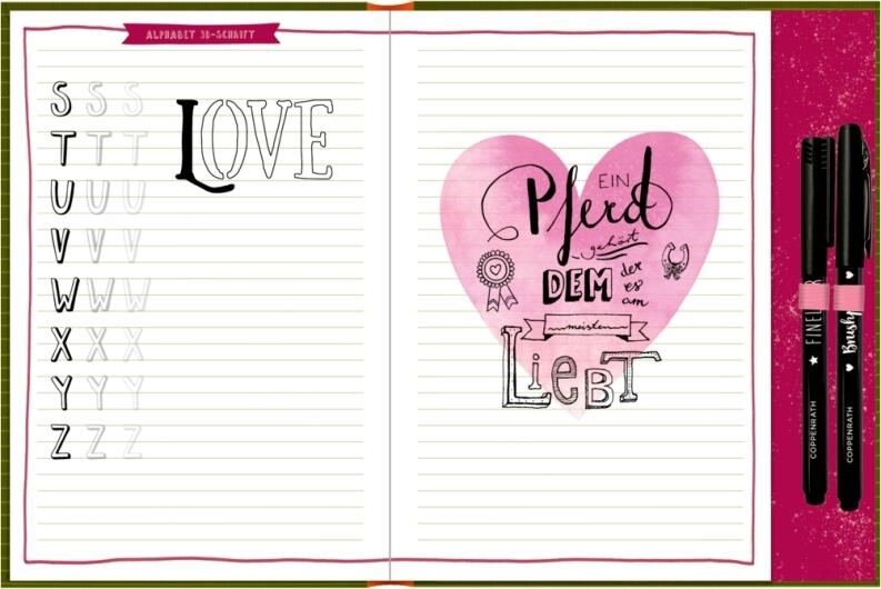 Pferdefreunde - My Handlettering Journal mit Schablone und Stiften